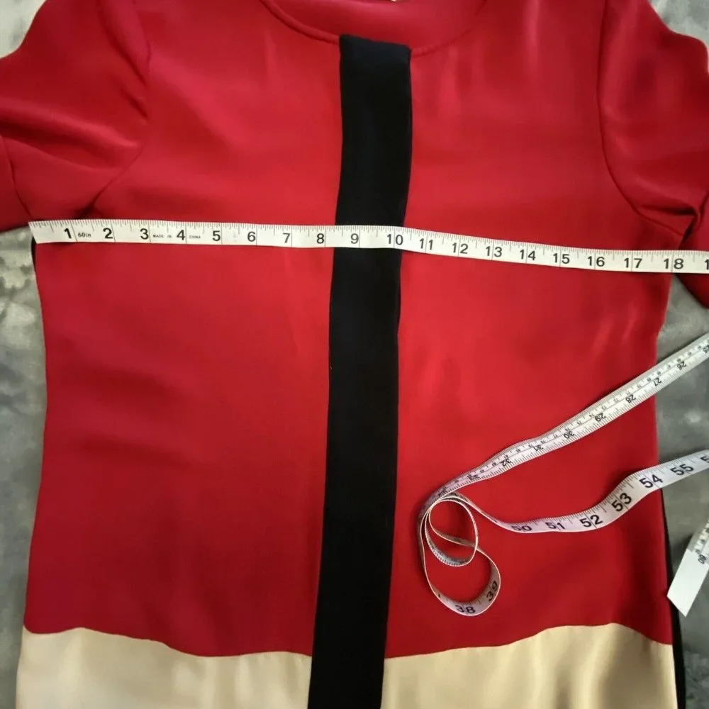 Calvin Klein Womens Sz 6 Colorblock Short Sleeve Shift Dress Career Work Modern - Picture 8 of 9